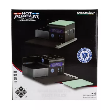   Greenlight - ACCESSORIES SET OFFICINA GARAGE MECHANIC'S CORNER PURSUIT CENTRAL COMMAND MASSACHUSETTS HIGHWAY PATROL STATION BROWN GREEN