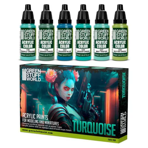 Green Stuff World - Paint Set Acrylic colors - Turquoise (6)