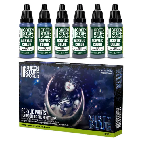 Green Stuff World - Paint Set Acrylic colors - Misted Blue (box x6)