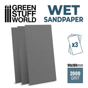   Green Stuff World - WET SandPaper 180x90mm - WET 2000 grit - PACK x3