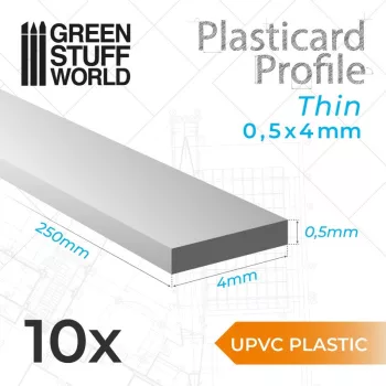 Green Stuff World - uPVC Plasticard - Thin 0.50mm x 4mm