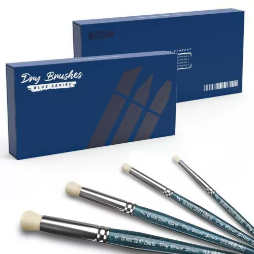 Green Stuff World - PREMIUM BOX - Brushes BLUE Serie x4 (DRY BRUSH)