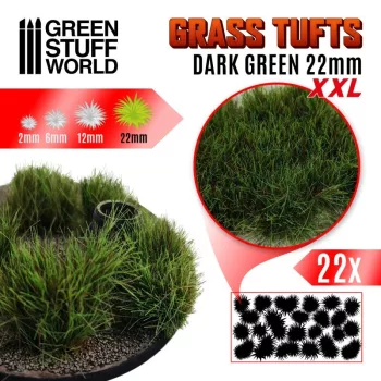   Green Stuff World - Grass TUFTS XXL - 22mm self-adhesive - DARK GREEN