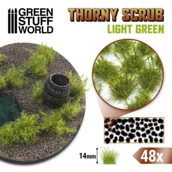   Green Stuff World - Thorny Scrubs - LIGHT GREEN - 48 pcs, 14 mm high