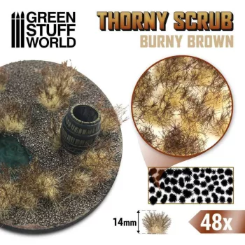   Green Stuff World - Thorny Scrubs - BURNY BROWN - 48 pcs, 14 mm high