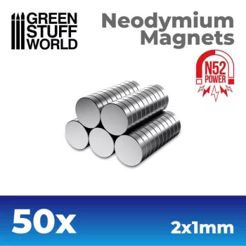 Green Stuff World - Neodymium Magnets 2x1mm - SET x50 (N52)