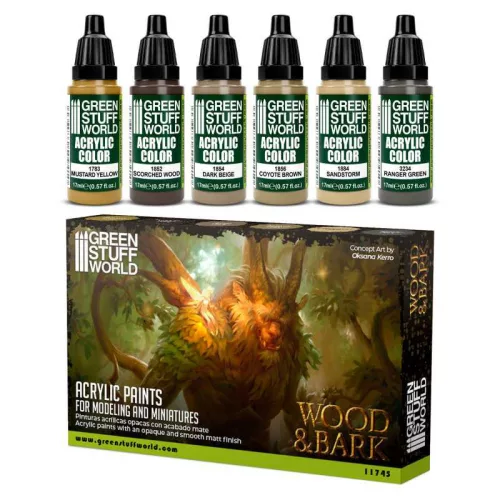 Green Stuff World - Paint Set Acrylic colors WOOD & BARK ( 6)
