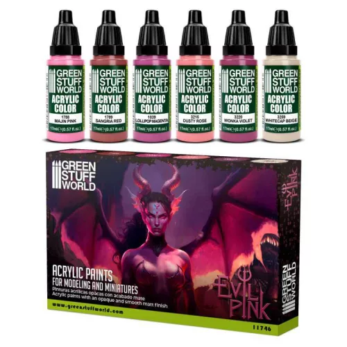 Green Stuff World - Paint Set Acrylic colors - EVIL PINK (6)