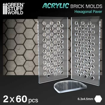   Green Stuff World - Acrylic molds - Hexagonal Paver (pack x2)