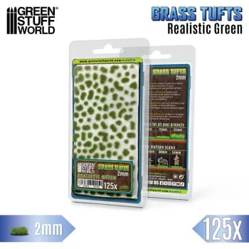   Green Stuff World - Static Grass Tufts 2 mm - Realistic Green (125 pcs.)