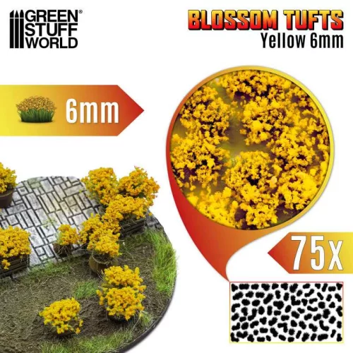 Green Stuff World - Blossom Tufts - 6 mm - self-adhesive - Yellow Flowers - 75 pcs.