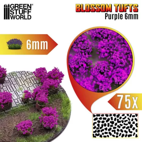Green Stuff World - Blossom Tufts - 6 mm - self-adhesive - Purple Flowers - 75 pcs.