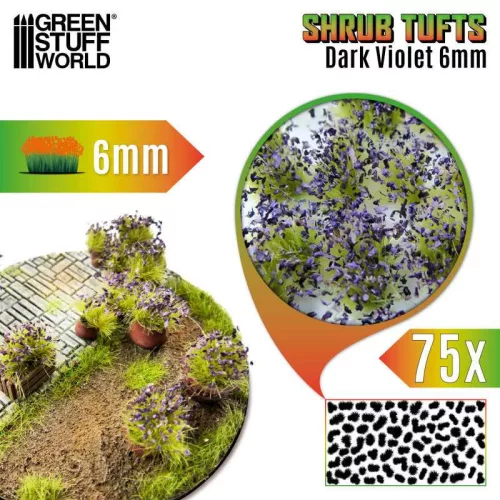 Green Stuff World - Shrub Tufts - 6 mm - self-adhesive - Dark Violet - 75 pcs.