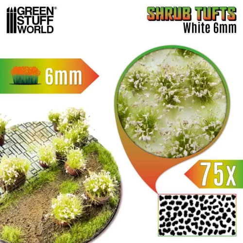 Green Stuff World - Shrub Tufts - 6 mm - self-adhesive - White - 75 pcs.