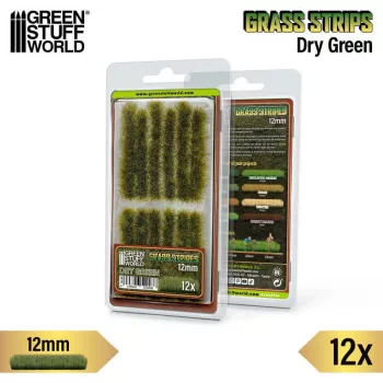 Green Stuff World - Grass Strips 12 mm - Dry Green - 12 pcs.