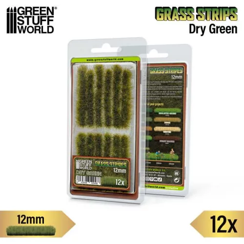 Green Stuff World - Grass Strips 12 mm - Dry Green - 12 pcs.