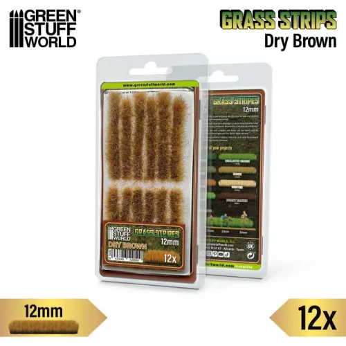 Green Stuff World - Grass Strips 12 mm - Dry Brown - 12 pcs.