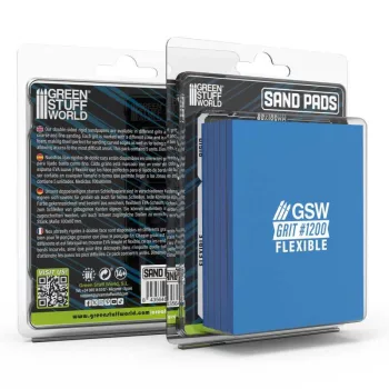   Green Stuff World - Flexible Sand Pads 100x80mm - 5mm - Grit #1200 Color TURQUOISE (Pack x5)