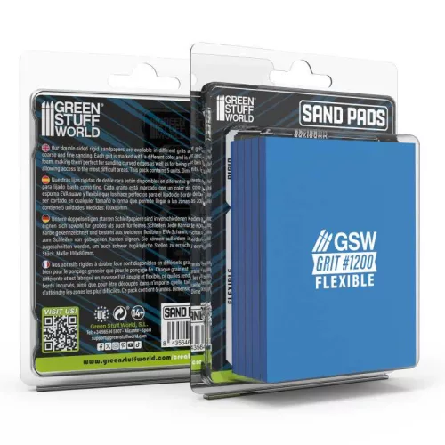 Green Stuff World - Flexible Sand Pads 100x80mm - 5mm - Grit #1200 Color TURQUOISE (Pack x5)