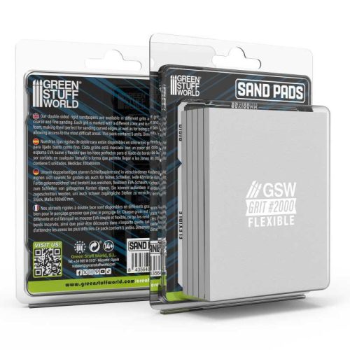 Green Stuff World - Flexible Sand Pads 100x80mm - 5mm - Grit #2000 Color GREY (Pack x5)