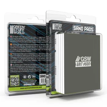   Green Stuff World - Sand Pads Rigid 100x80mm - 5mm - Grit #600 (Pack x5)