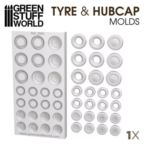 Green Stuff World - Tyre And Hubcap TextureSilicone Stamp