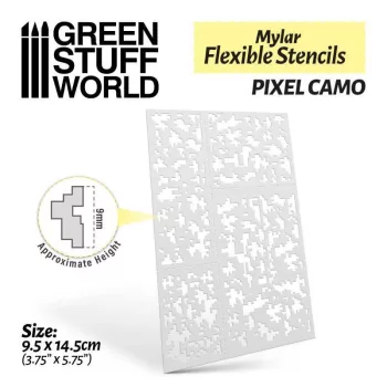   Green Stuff World - Flexible Stencils - Pixel CAMO (9mm aprox.)