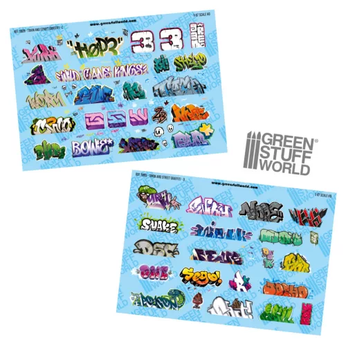 Green Stuff World - Decal sheets - Train Graffitis 1/87 - Scale HO (C y D)