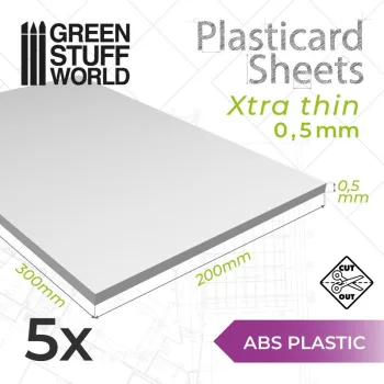   Green Stuff World - ABS Plasticard A4 - 0'5 mm COMBOx5 sheets