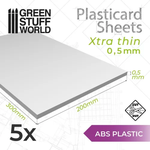 Green Stuff World - ABS Plasticard A4 - 0'5 mm COMBOx5 sheets