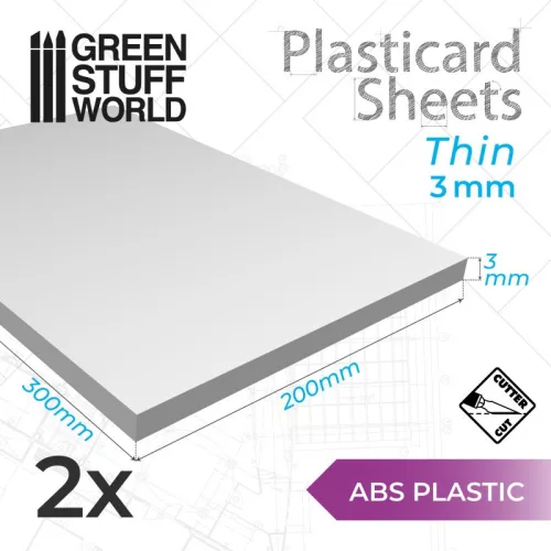 Green Stuff World - ABS Plasticard A4 - 3 mm COMBOx2 sheets