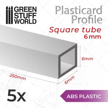   Green Stuff World - ABS Plasticard - Profile SQUARED TUBE 6mm