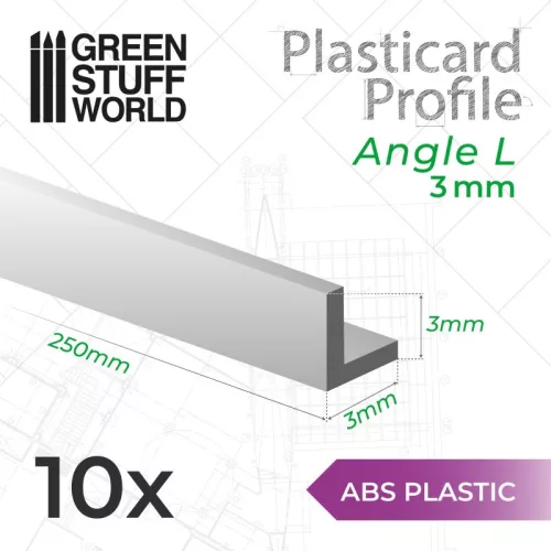 Green Stuff World - ABS Plasticard - Profile ANGLE-L 3 mm
