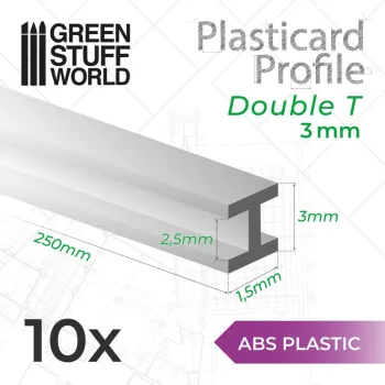 Green Stuff World - ABS Plasticard - Profile DOUBLE-T 3 mm