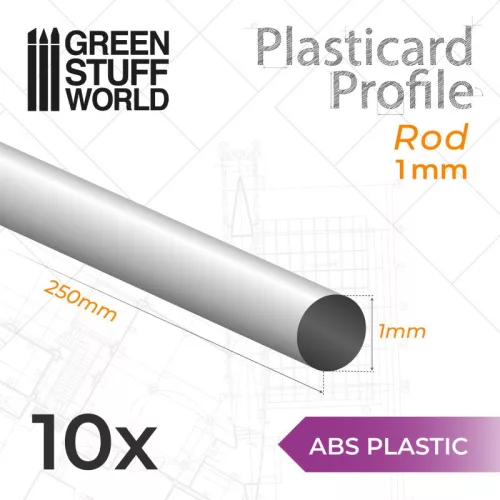 Green Stuff World - ABS Plasticard - Profile ROD 1mm