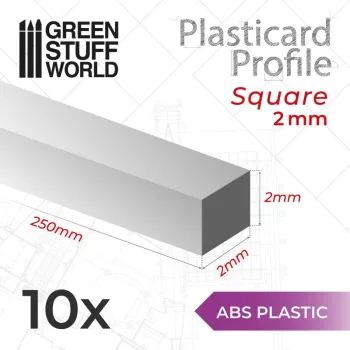   Green Stuff World - ABS Plasticard - Profile SQUARED ROD 2 mm