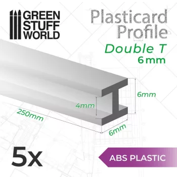   Green Stuff World - ABS Plasticard - Profile H-Beam Columns 6mm