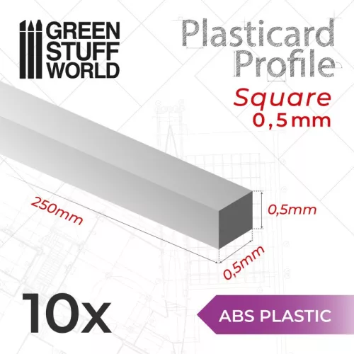 Green Stuff World - ABS Plasticard - Profile SQUARED ROD 0,5mm