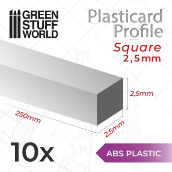   Green Stuff World - ABS Plasticard - Profile SQUARED ROD 2.5mm