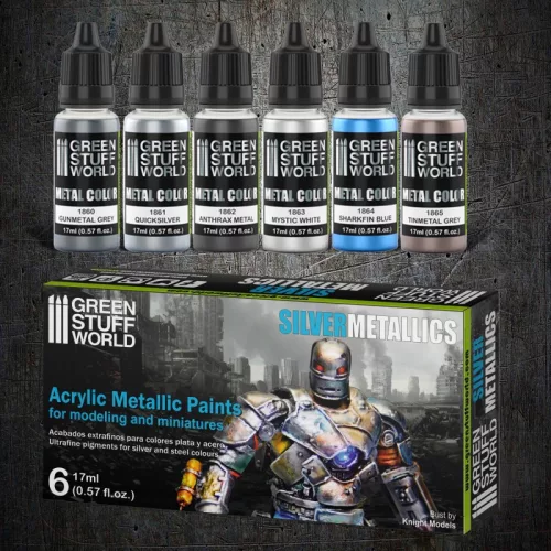 Green Stuff World - Metallic Paints Set - Silver