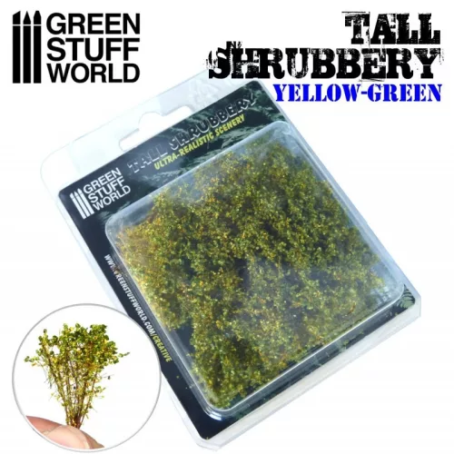 Green Stuff World - Tall Shrubbery - Yellow Green (8 x 8 x 3 cm)