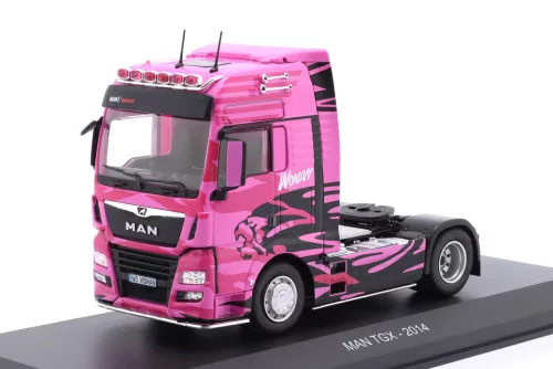 Hachette - 1:43 MAN TGX Truck "Woman Trucker" Pink 2014 (Base Plate and Blister Boxed)