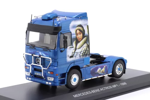 Hachette - 1:43 Mercedes-Benz Actros MP1 Truck Blue / Eskimo Arctic Airbrush 1998 (Base Plate and Blister Boxed)