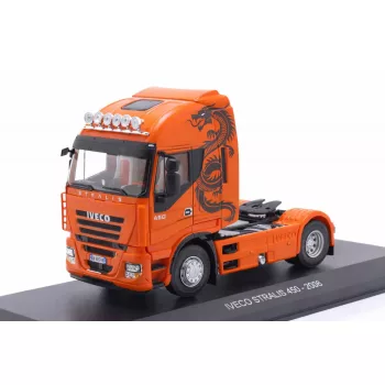   Hachette - 1:43 Iveco Stralis 500 Truck Orange/Decor 2008 (Base Plate and Blister Boxed)