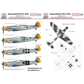 HAD models - Messerschmitt Bf 109 G-10 decal sheet 1:32