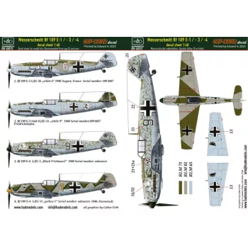   HAD models - Messerschmitt Bf 109 E-1; E-2;E-3 decal sheet 1:48