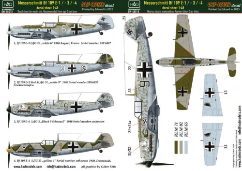 HAD models - Messerschmitt Bf 109 E-1; E-2;E-3 decal sheet 1:48