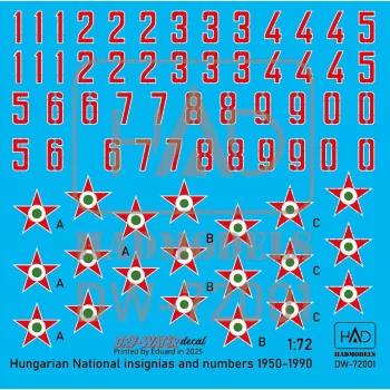   HAD models - Hungarian National Insignias and numbers 1950-1990 decal sheet 1:72				
