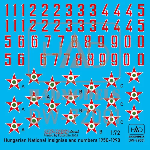 HAD models - Hungarian National Insignias and numbers 1950-1990 decal sheet 1:72				
