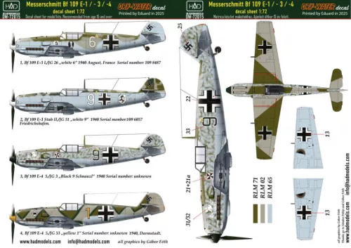 HAD models - Messerschmitt Bf 109 E-1; E-2;E-3 decal sheet 1:72